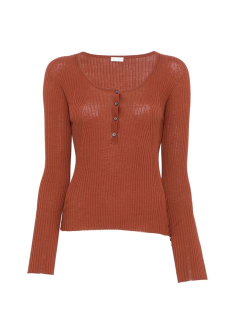 maglia serafino donna mattone ROBERTO COLLINA | 261FXA0821555